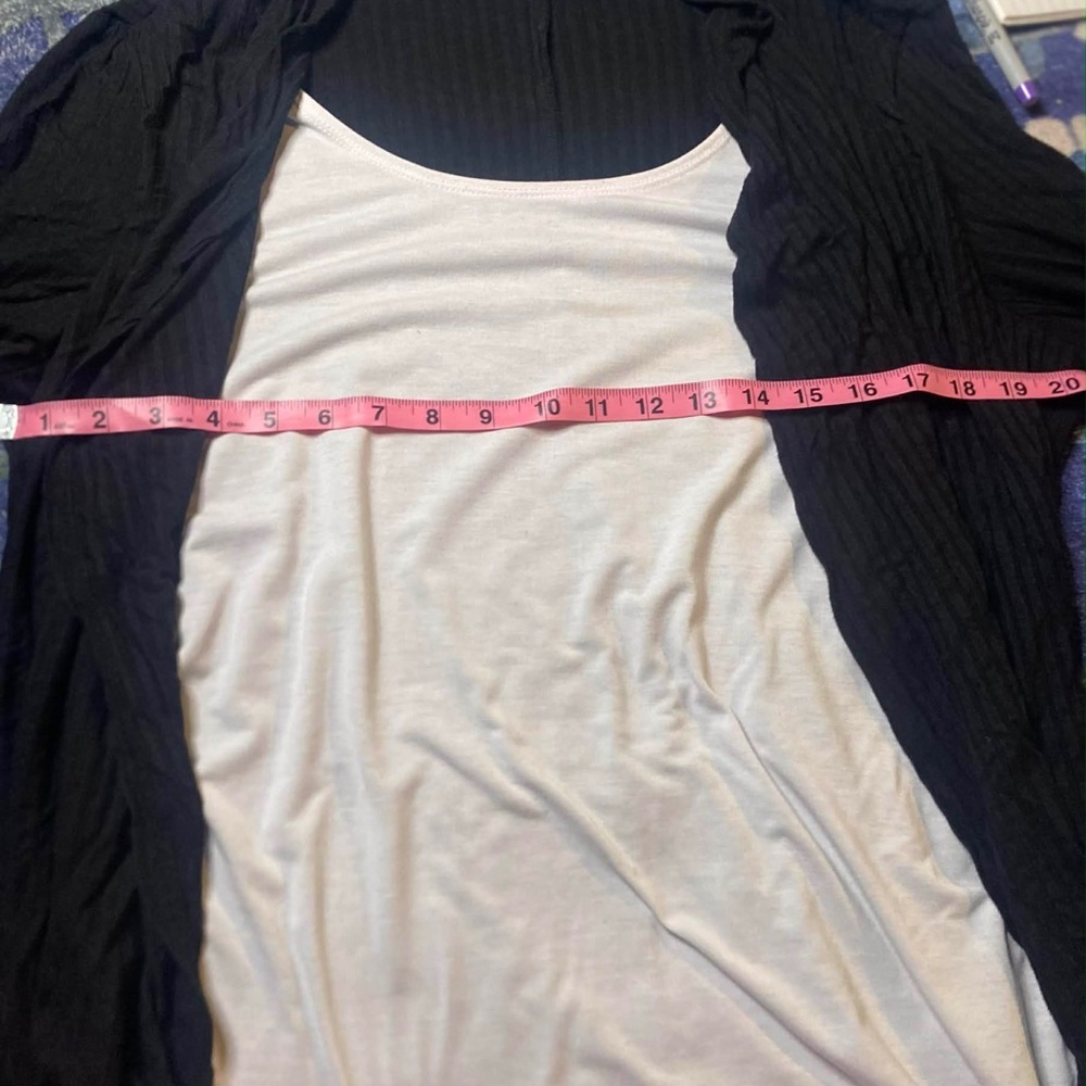 Notations Black Ribbed Open Front Cardigan X - Picture 5 of 6